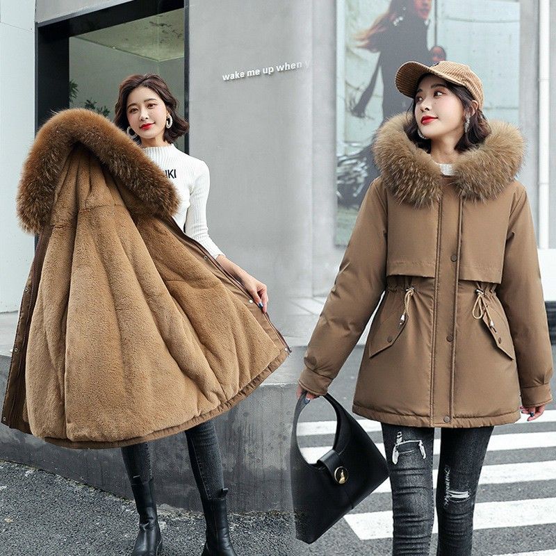Sale Áo khoác phao nữ chất dày ấm có lót lông mũ tháo rời được siêu đẹp kèm ảnh thật