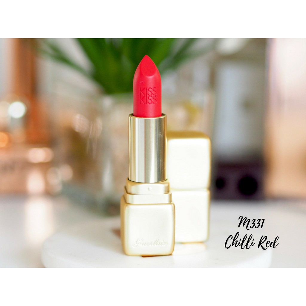 Son Guerlain Kiss Kiss Matte M331 Chilli Red 3.5 gr Hàng Chuẩn 100%