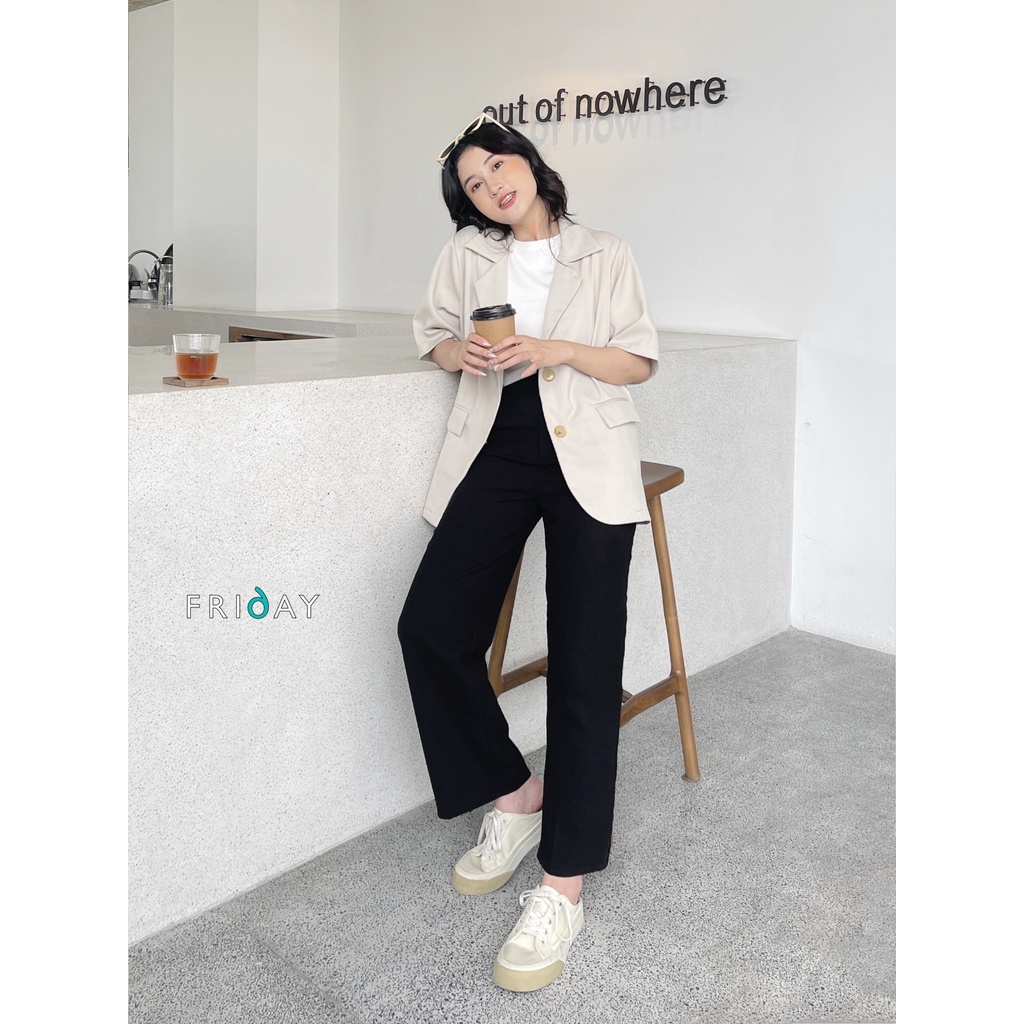 Áo blazer basic cộc tay đệm vai Hàn Quốc Friday 2BD118K | BigBuy360 - bigbuy360.vn