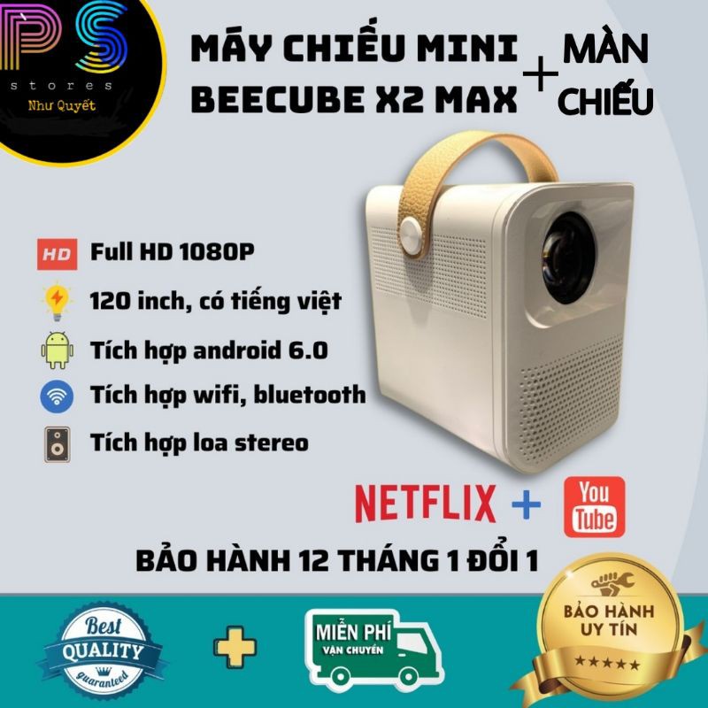 ▣✗Máy Chiếu Mini BeeCube X2 MAX - FULL HD 1080 - tặng màn chiếu cao cấp phản quang