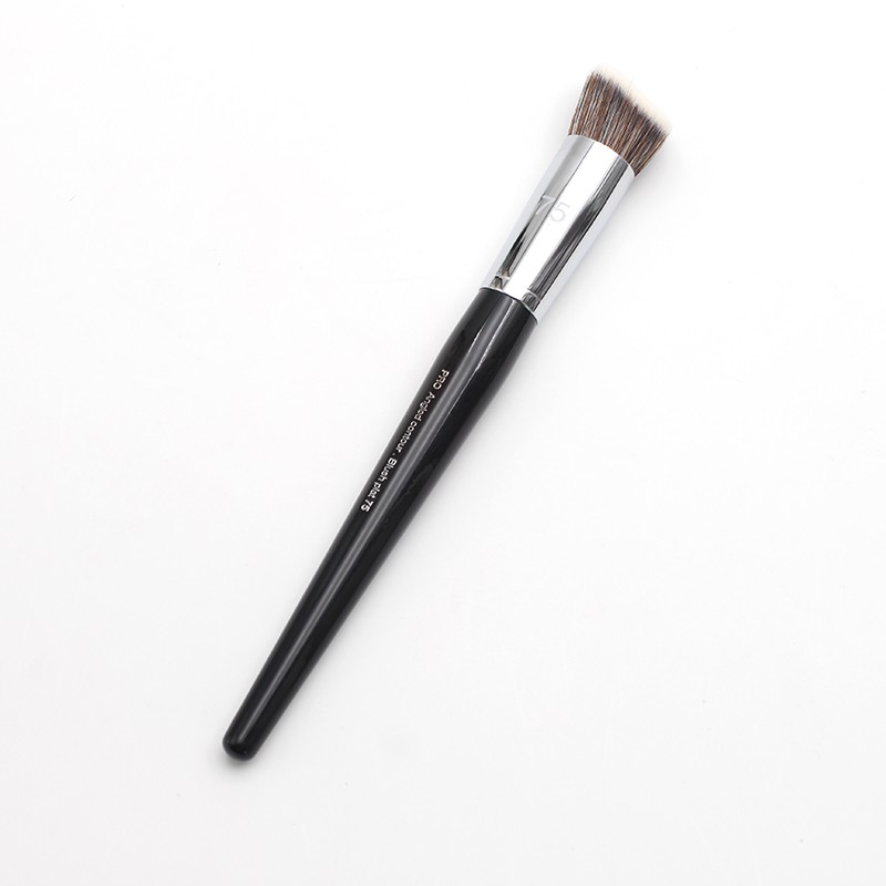 Professional #75 Pro Angled Contour Brush Black Long Handle Blusher Contouring Bronzer Makeup Brush Tool