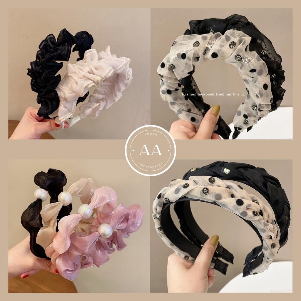 Băng đô cài tóc lụa nhiều kiểu thời trang nữ tính phóng cách Hàn Quốc ANNIE