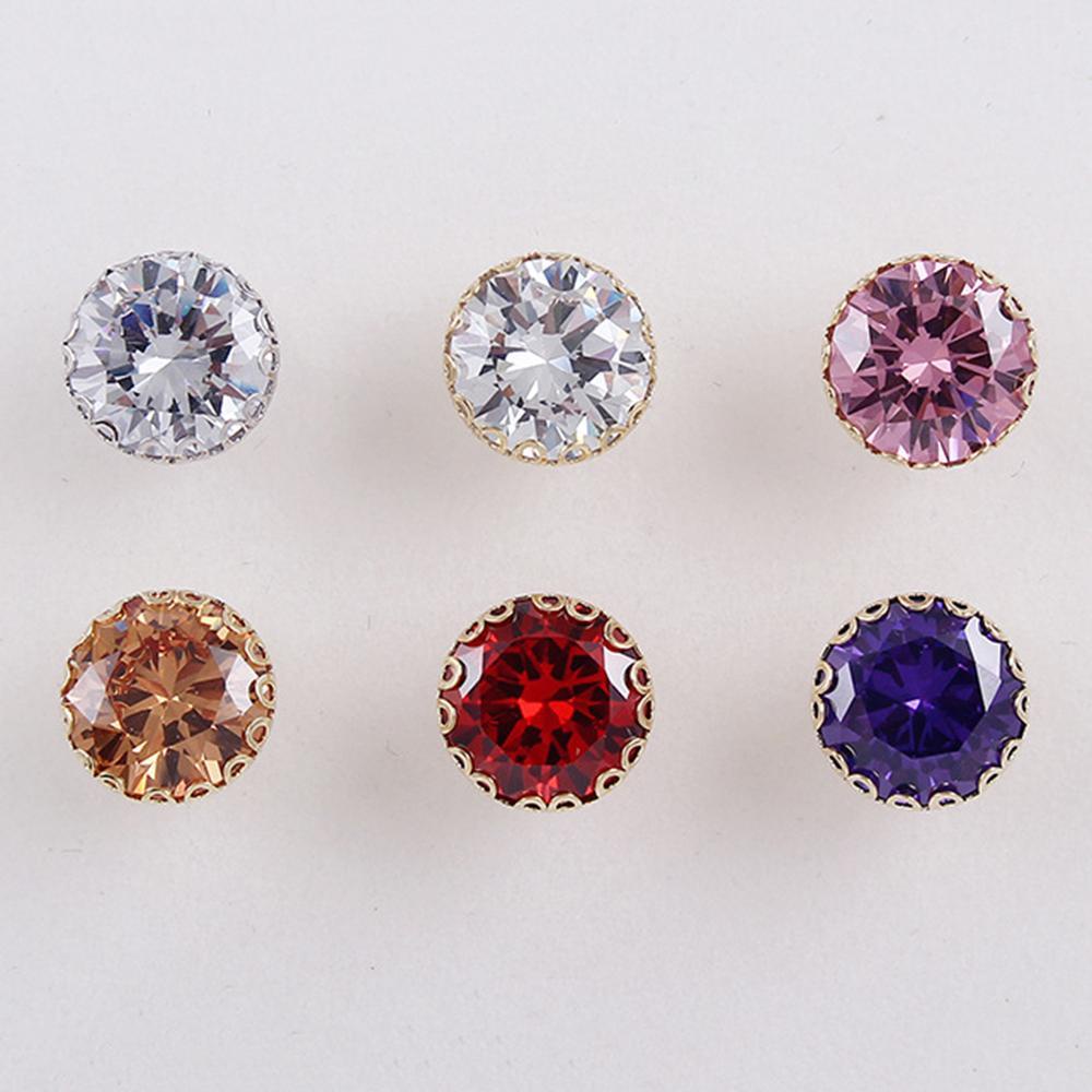 IVORY Khuy Măng Sét Tròn Không Cần Đóng Đinh Đính Đá Đơn Giản Cho Nữ