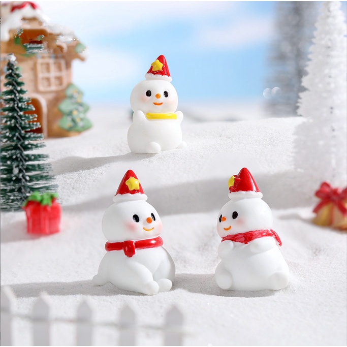 Mô hình người tuyết  mũm mĩm dễ thương mùa Giáng sinh trang trí tiểu cảnh, terrarium, DIY