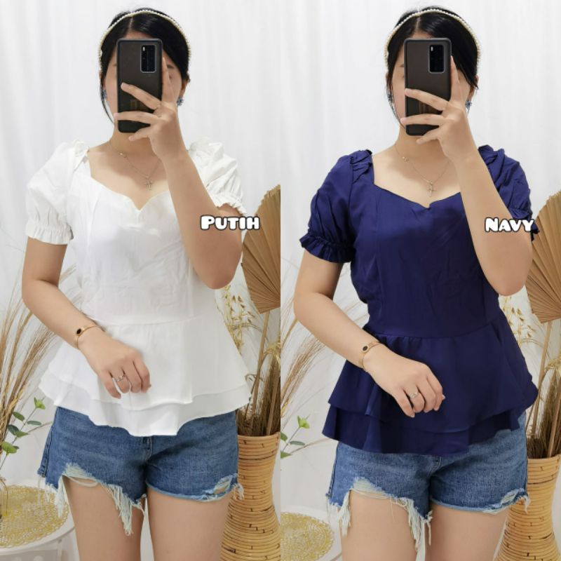 Gliveo - Áo Blouse Đất Nung Mịn SHAKILA PEPLUM | Áo Blouse Nữ Mới Nhất | Áo Blouse Nữ Đẹp | Phụ Nữ Lớn Hàng Đầu