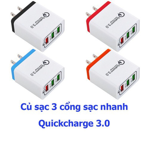 Củ Sạc Nhanh Quick Charge 3.0 công suất 18w ba cổng Cốc Sạc Nhanh