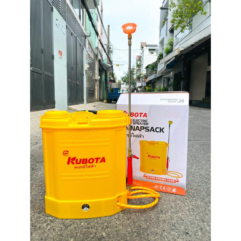 Máy phun thuốc sâu bằng điện KUBOTA. 1 Bơm & 2 Bơm. Dung tích 20L.Vỏ bình dày.SD Liên tục 6-8h. Bảo Hành 6 Tháng
