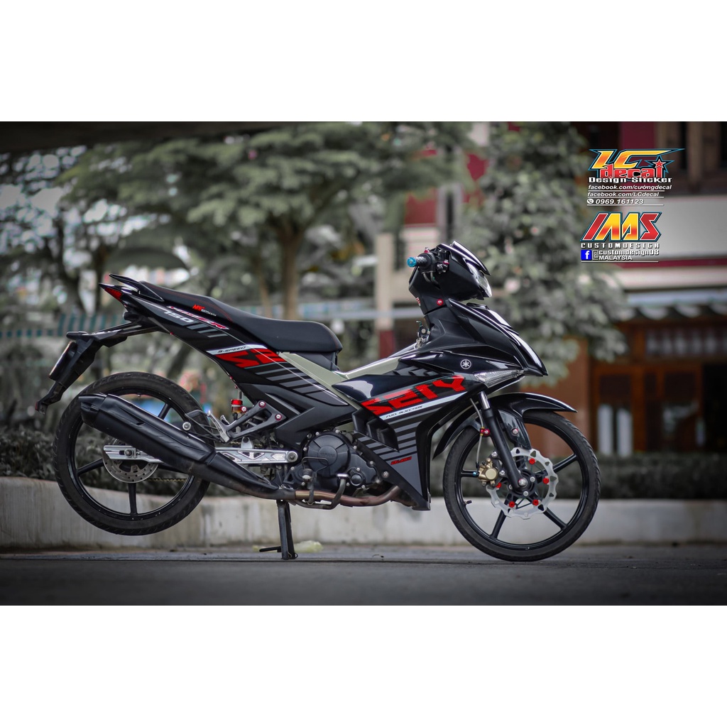 Tem Rời Dán Xe Exciter 150 Mẫu Sọc Xám Đen Đỏ Chữ Y15 Cực Chất, Hàng 3 Lớp Chất Lượng Cao