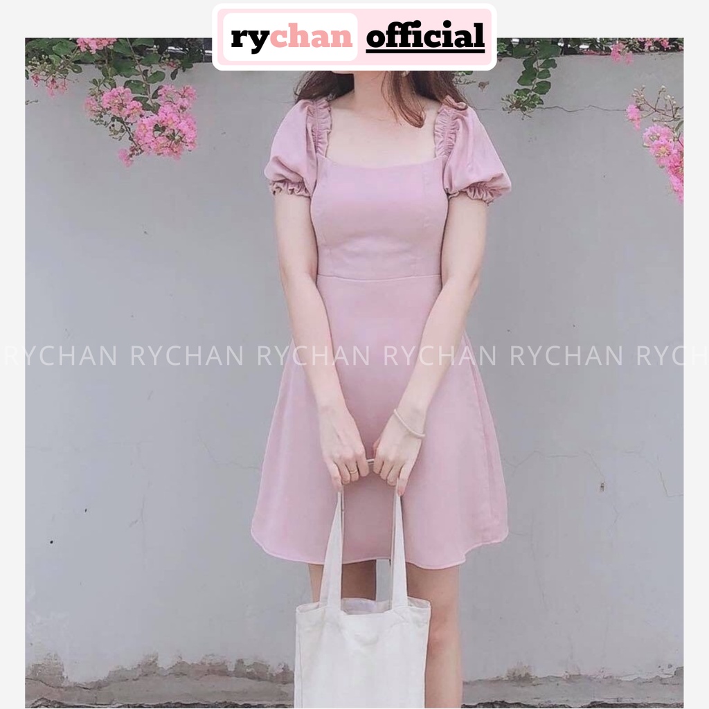 Đầm Xòe Basic Mang Được 2 Kiểu Nhún Sau Tay Phồng - DX606