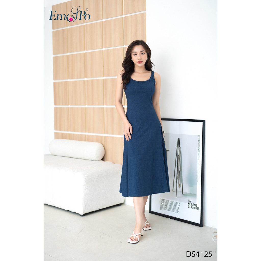 Đầm thun xòe hai dây, bèo hai bên chân váy Emspo DS4125