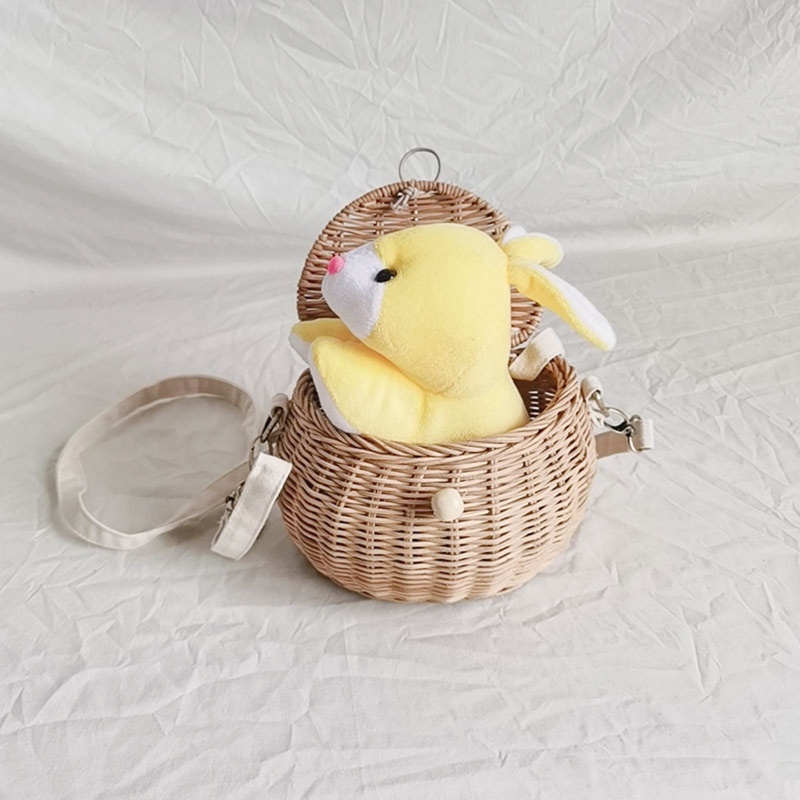 Túi Đeo Chéo Mây Đan Có Nắp Đậy Đựng Đồ Chơi Cho Bé