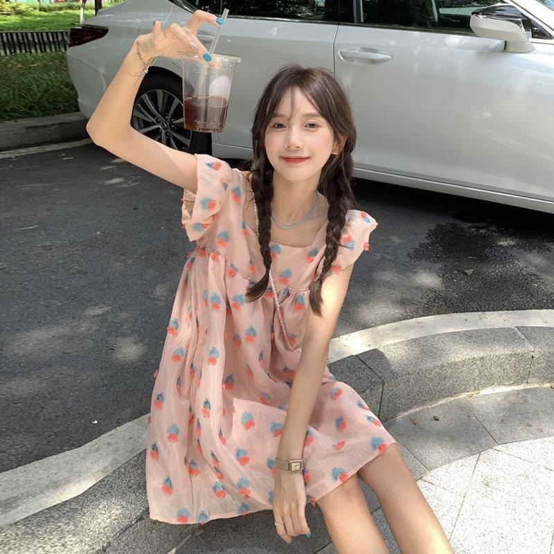 Đầm Dài Không Tay Họa Tiết Hoa Ngọt Ngào Phong Cách Pháp Cho Nữ