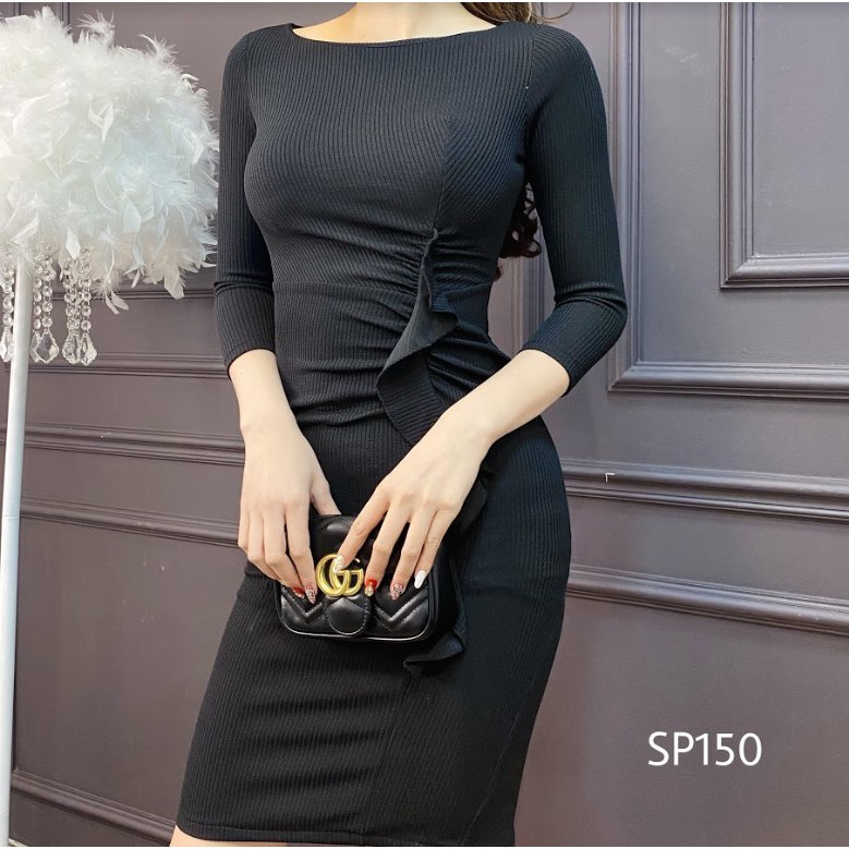 CRYS Đầm len tăm body quyến rũ, đầm công sở cổ thuyền sang trọng SP150 | BigBuy360 - bigbuy360.vn