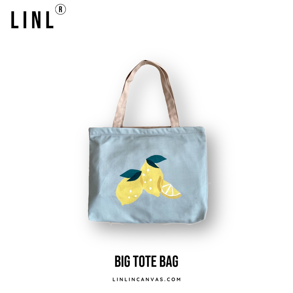 [Mã WABRWB24 giảm 30K đơn 99K] Túi tote lớn nền kem các hoạ tiết - LINLINCANVAS