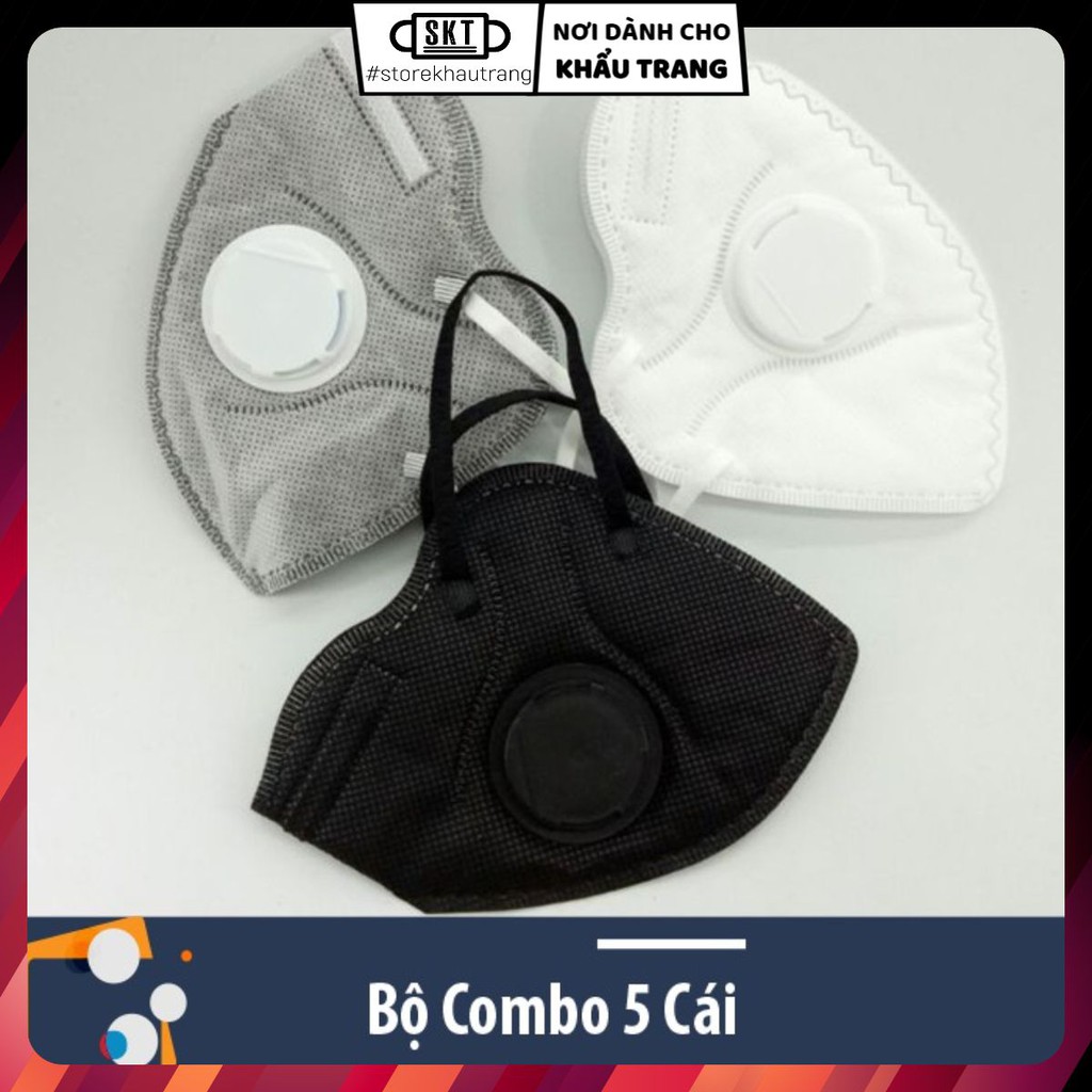 [Mã FAMAYFA2 giảm 10K đơn 50K] Combo 5 Khẩu Trang Chống Bụi Bảo Hộ Lao Động Gọn Nhẹ - Có Van Thở V101