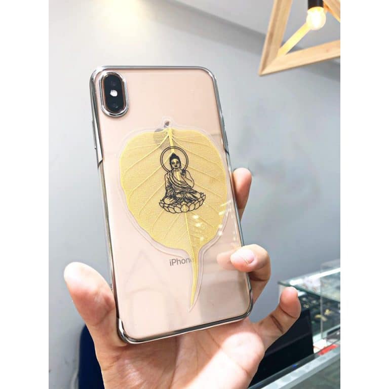 Lá bồ đề ốp điện thoại mạ vàng may mắn bình an tài lộc - The Soc Jewelry - Bạch Ngọc Bồ Đề