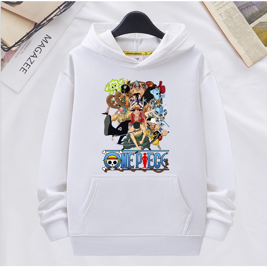 Áo hoodie one piece vua hải tặc áo khoác màu trắng cho bé trai bé gái đủ size từ 10kg - 80kg