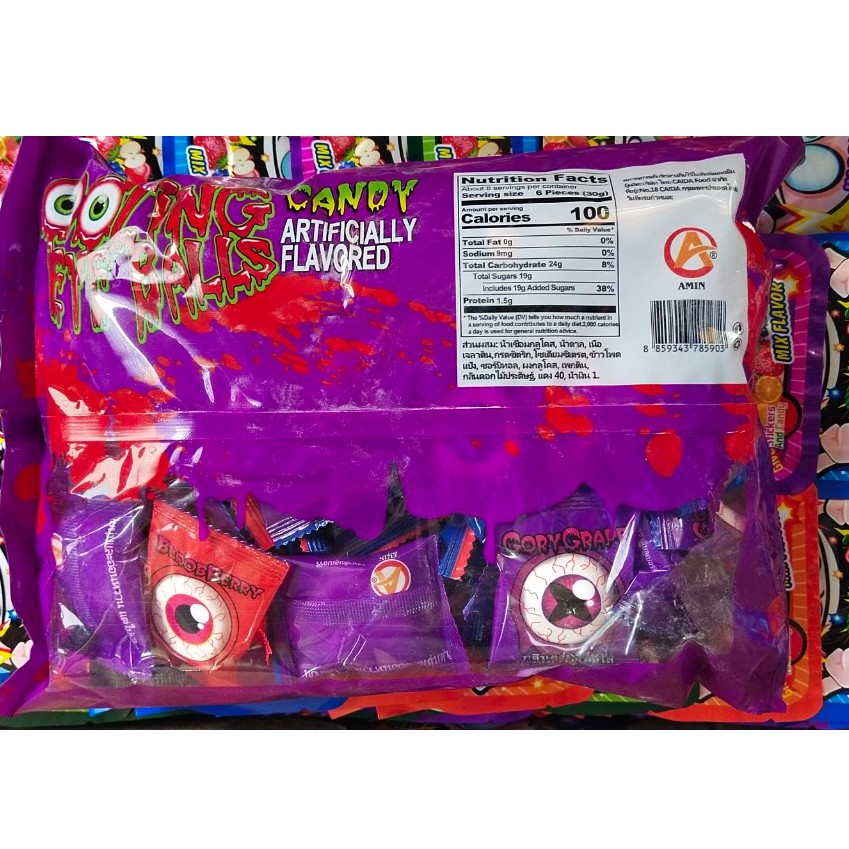 Kẹo hình con mắt marshmallows Halloween 3 vị 250gr