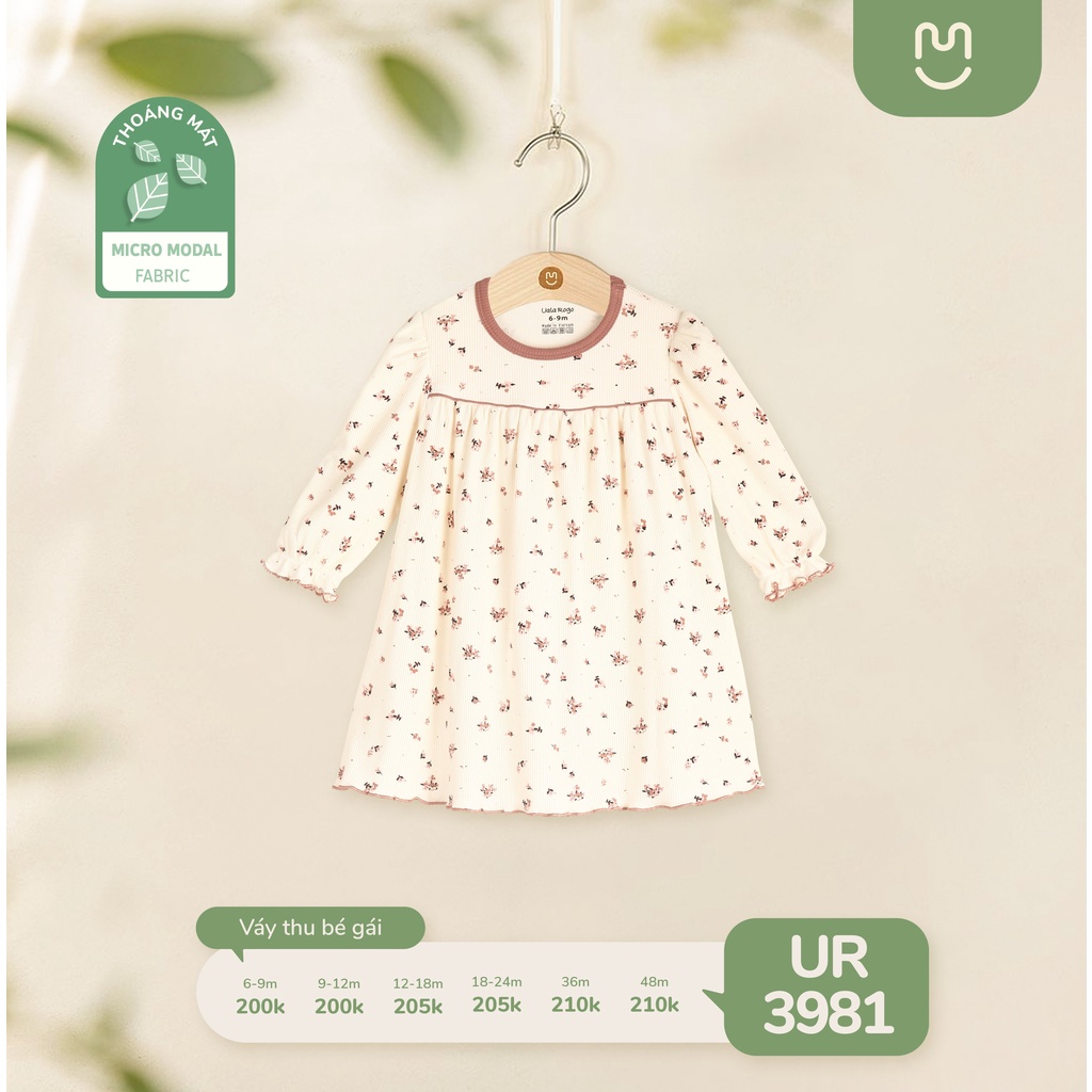 Váy bé gái Ualarogo 6 tháng - 4 tuổi vải modal fabric co giãn thoáng mát cổ tròn tay lỡ 3981