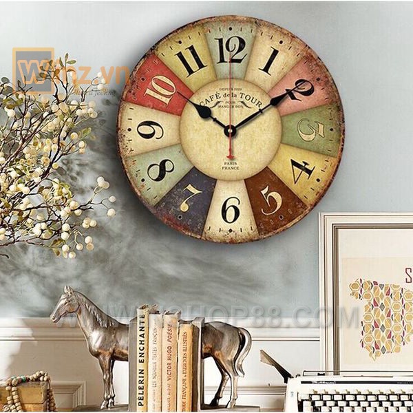 Đồng Hồ Treo Tường Decor Phong Cách Vintage, Cổ Điển Đường Kính 30cm