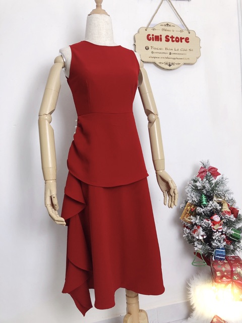 Đầm Đỏ Tùng Xoè Đi Tiệc Sang Trọng  MH | BigBuy360 - bigbuy360.vn