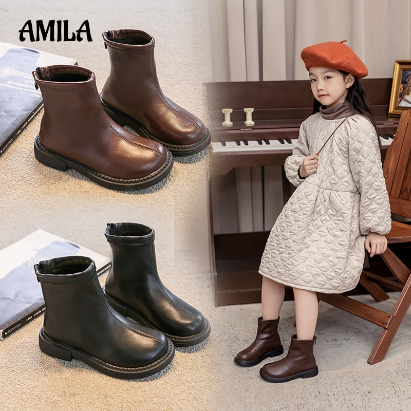 Giày bốt AMILA da mềm cổ cao tới mắt cá thiết kế dễ thương cho bé
