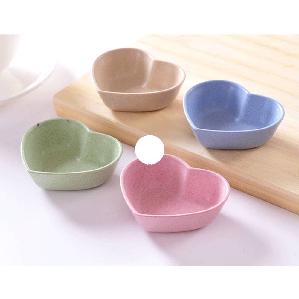 [Tổng Kho Sỉ] Đĩa Đựng Gia Vị 1 Ngăn HÌNH TRÁI TIM - Chén Bát Nhỏ Đựng Nước Mắm, Nước Chấm, Xì Dầu Để Bàn Ăn Lúa Mạch
