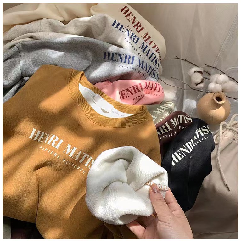 Áo hoodie nữ cổ tròn dài tay chất nỉ dày chữ Henri Mattisse Friday | BigBuy360 - bigbuy360.vn