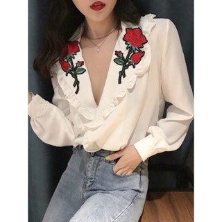 Áo sơmi hoa hồng ulzzang
