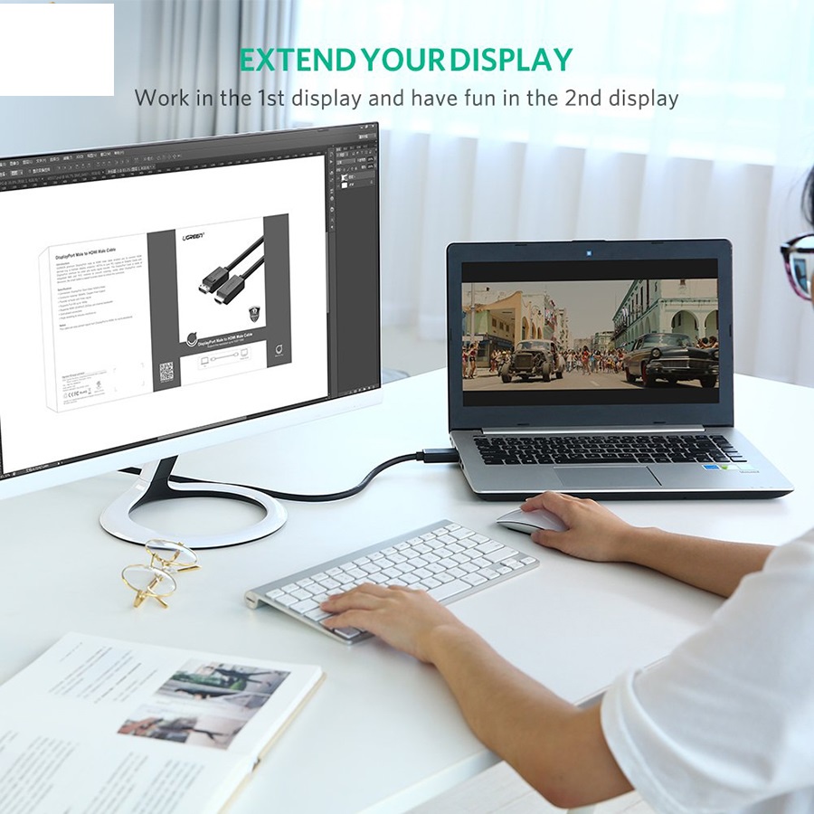 Cáp Displayport to HDMI dài 1.5M Ugreen 10239. Displayport Sang HDMI hàng chính hãng bảo hành 18 tháng