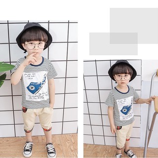 Sét bộ áo kẻ + quần kaki bé trai size 11-20kg
