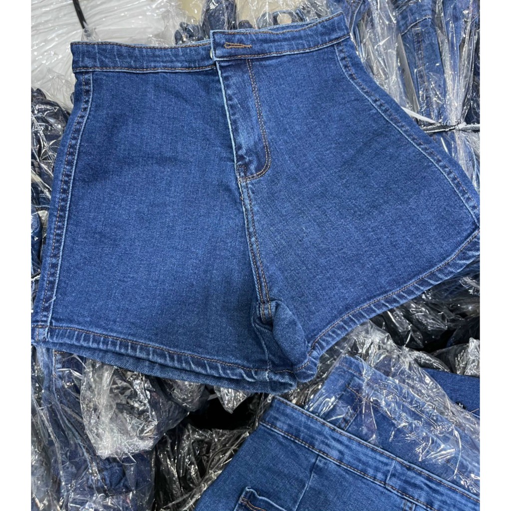 Quần Short Jean Lưng Cao Túi Sau