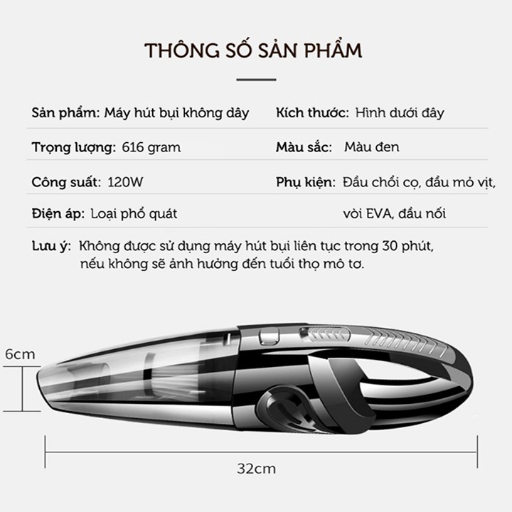 Máy hút bụi cầm tay không dây mã 6053