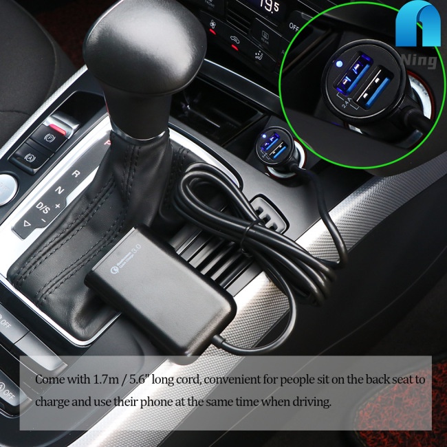 Tẩu Sạc Nhanh Usb Qc 3.0 Hai Cổng Chữ U Có Đèn Led Báo Hiệu Thông Minh Cho Xe Hơi