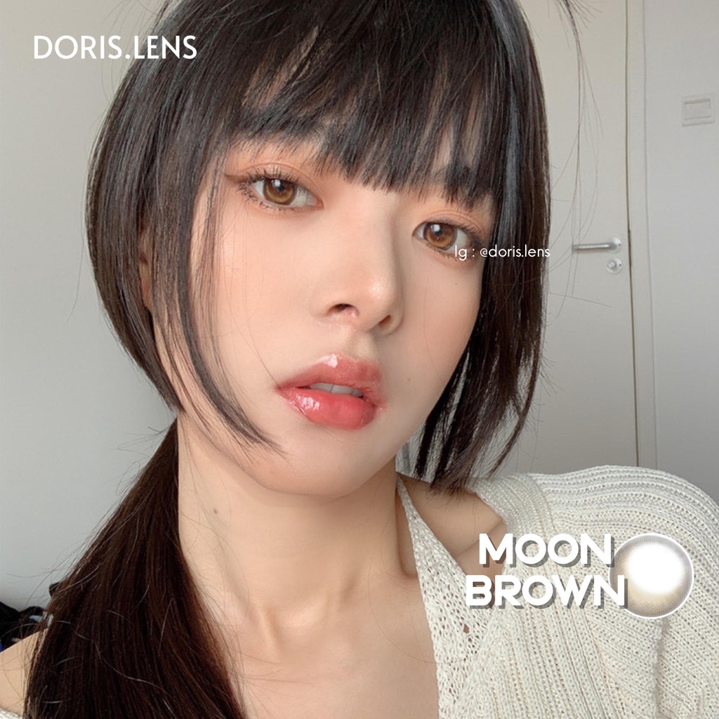 Kính Áp Tròng DORIS.LENS - MOON BROWN Không Giãn 13.8mm Lens Mắt Nâu Tự Nhiên Filter Mặt Trăng 0 Đến 10 Độ Lệch Độ