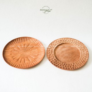 Đĩa gỗ đỏ/ Đĩa gỗ tròn decor (25cm)