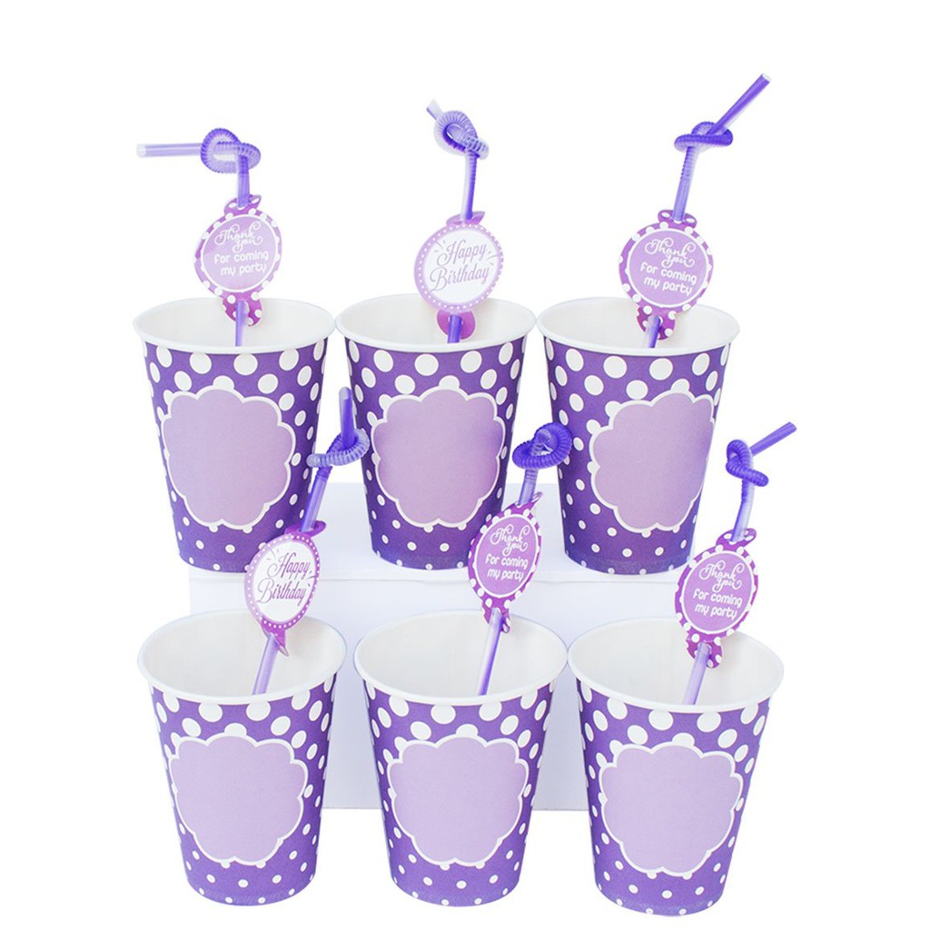 Set 6 cái Ly Giấy Chủ Đề Màu Trơn