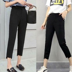 Quần baggy nữ công sở cạp cao gấu lệch 2 ly - Quần tây nữ đi học khuy cài lệch vải tuyết mưa dày mềm ống đứng