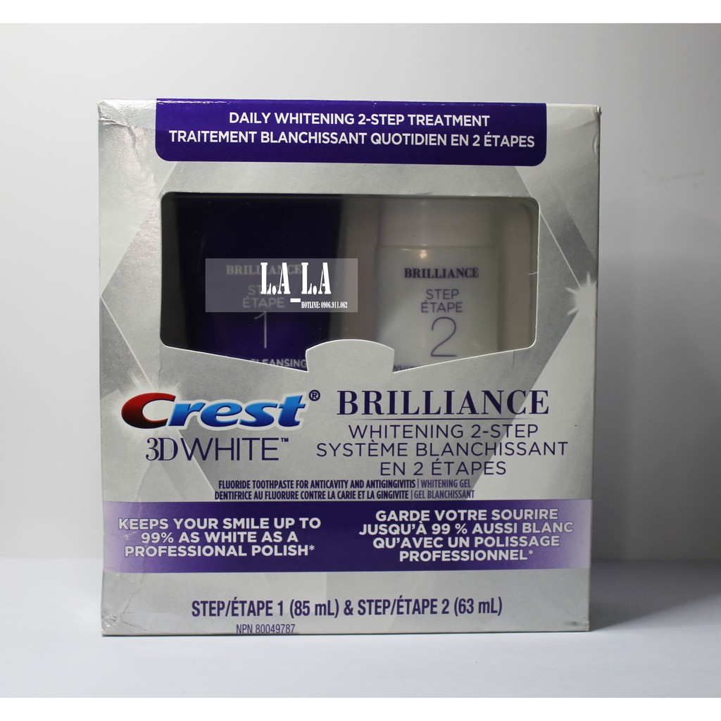 [ Date 08.2021 ] Bộ tẩy trắng răng Crest 3D White Brilliance Daily Cleansing & Whitening System