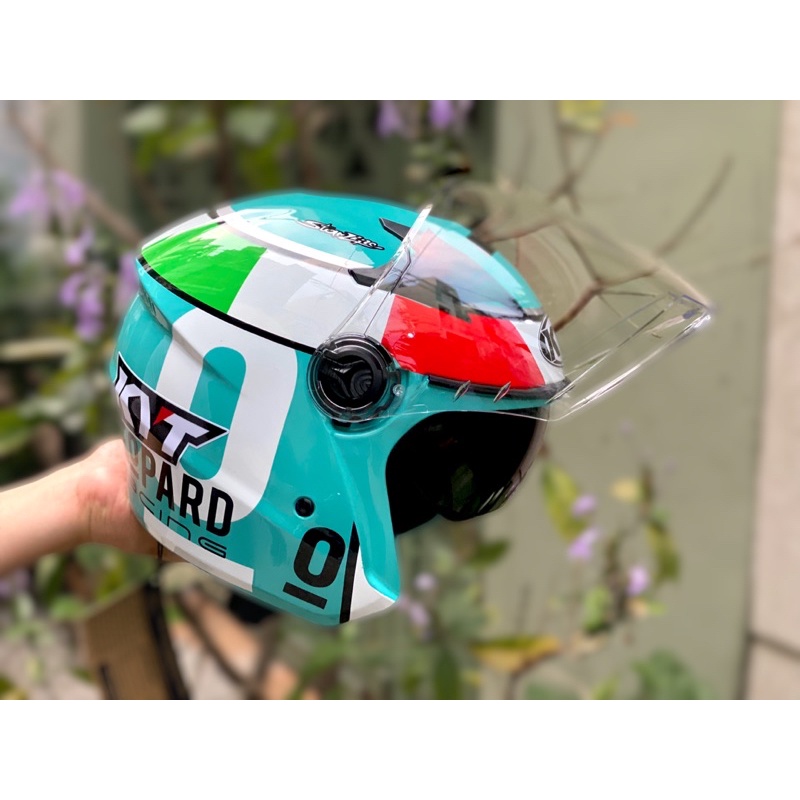 MŨ BẢO HIỂM 3/4 2 kính M268 Leopard lên logo KYT , bảo hành 12 tháng