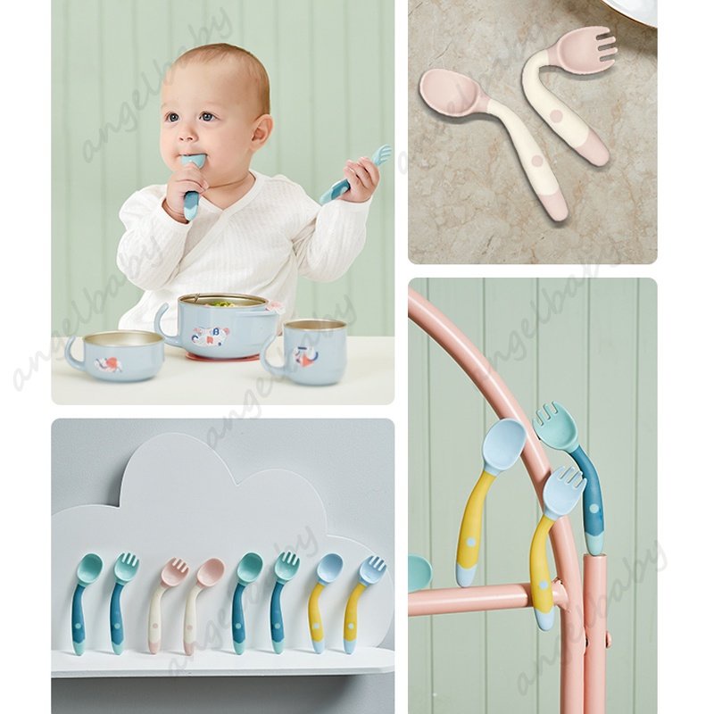 Bộ Muỗng Nĩa silicone Cho Bé Tập Ăn