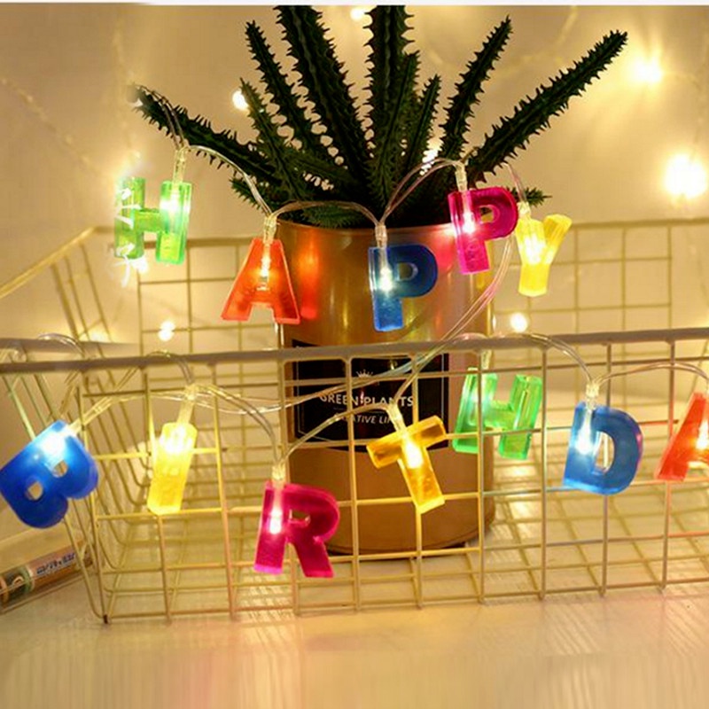 Dây đèn LED hình chữ Happy Birthday/ Merry Christmas trang trí tiệc