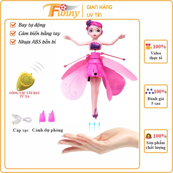 Búp Bê Cô Tiên Bay Cảm Ứng Nhiệt Bằng Tay Bản Cao Cấp, T Funny, Nhựa ABS Chống Va Đập, Chống Rơi Vỡ