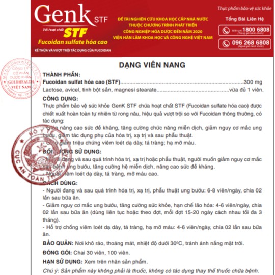 Viên Uống GenK STF Hộp 100 Viên