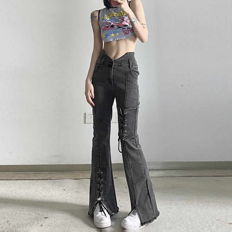 Quần Jeans Dài Lưng Cao Thời Trang Dành Cho Nữ