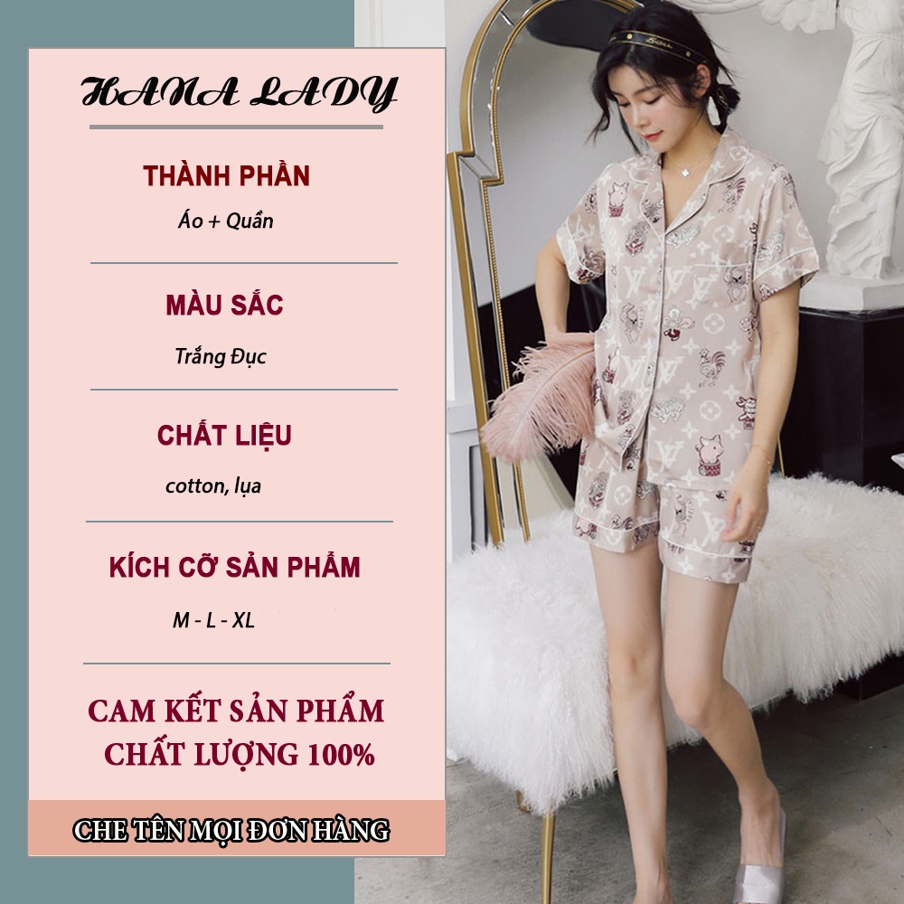 Pyjama, đồ ngủ lụa có họa tiết, đồ ngủ, đồ ngủ lụa, P515