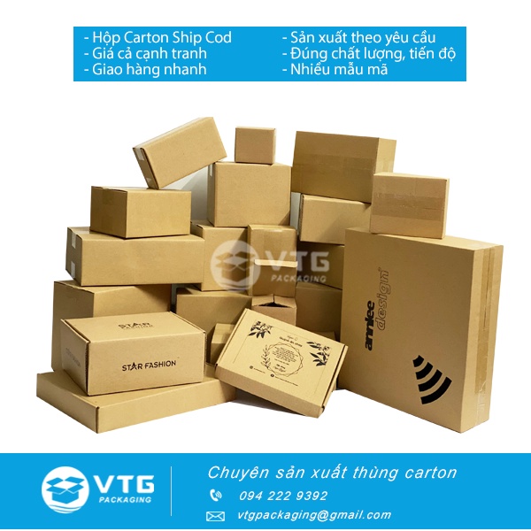 20x15x10 Combo 100 hộp carton, thùng giấy cod gói hàng, hộp bìa carton đóng hàng giá rẻ