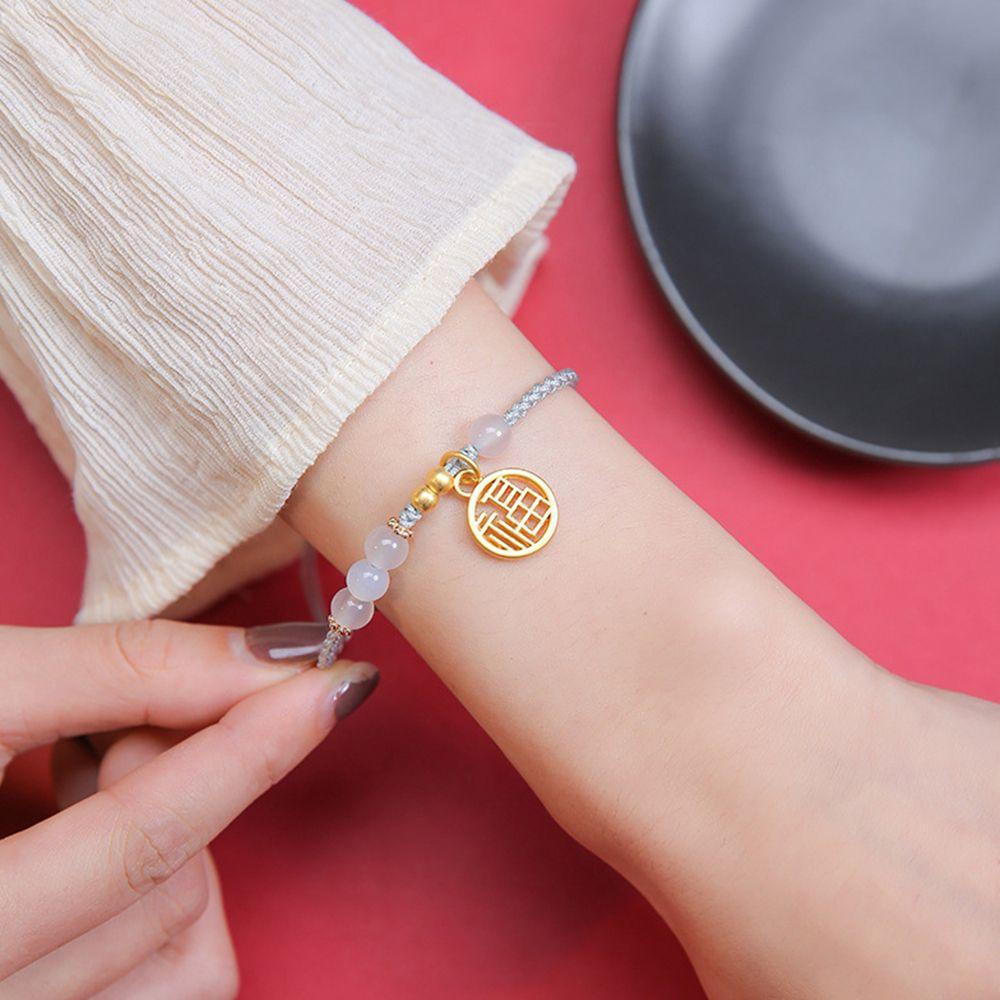 QQMALL Vòng Tay Dây Bện Thủ Công Xỏ Hạt Độc Đáo Sáng Tạo Cho Nữ