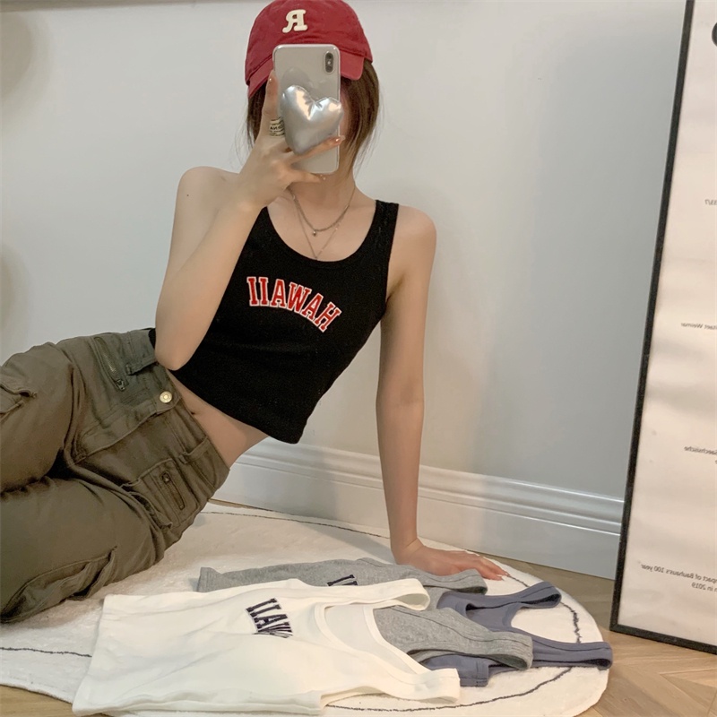 Áo Ba Lỗ Thể Thao Có Đệm Ngực Thêu Chữ Thời Trang Mùa Hè Cho Nữ