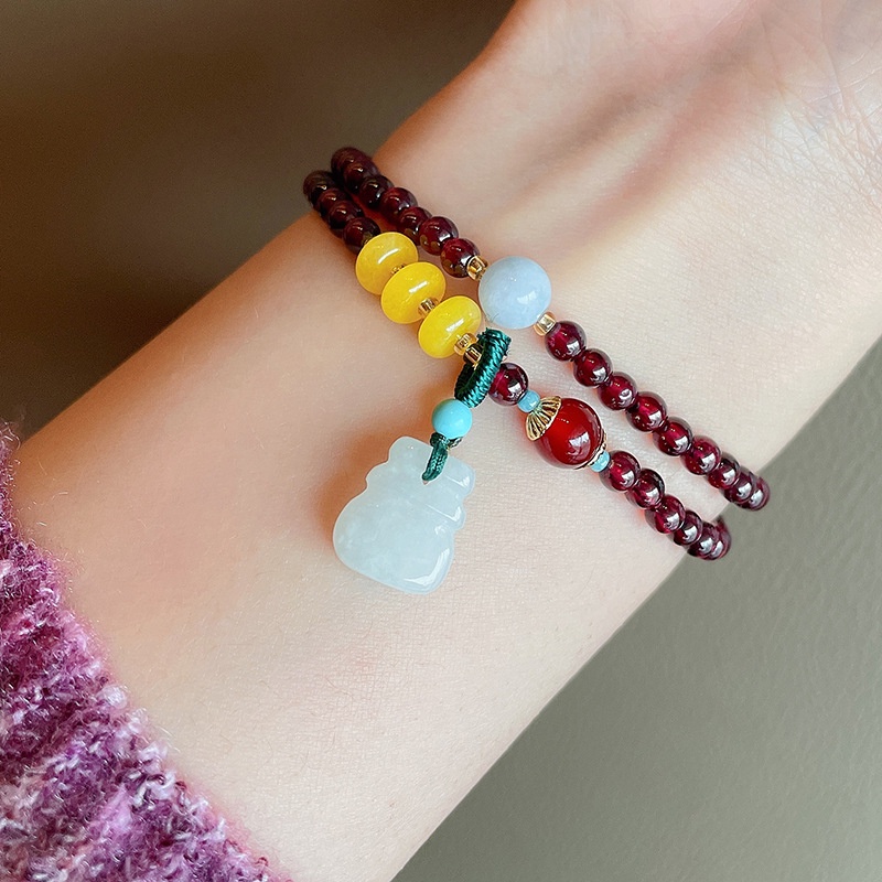 [Hàng Mới Về] Vòng Đeo Tay / Ví Có Khóa Treo Hai Vòng Tròn Đôi Phật Di Lặc Retro Mùa Hè Cho Nam Và Nữ